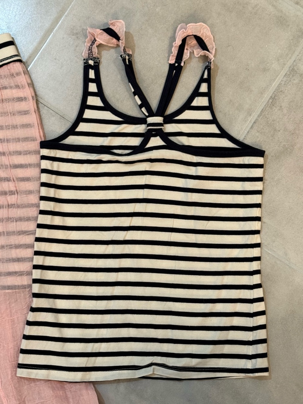 NWOT Blu by Blu Sz 12 Navy White Tank & Maxi Sheer Pink Overlay - Picture 4 of 8